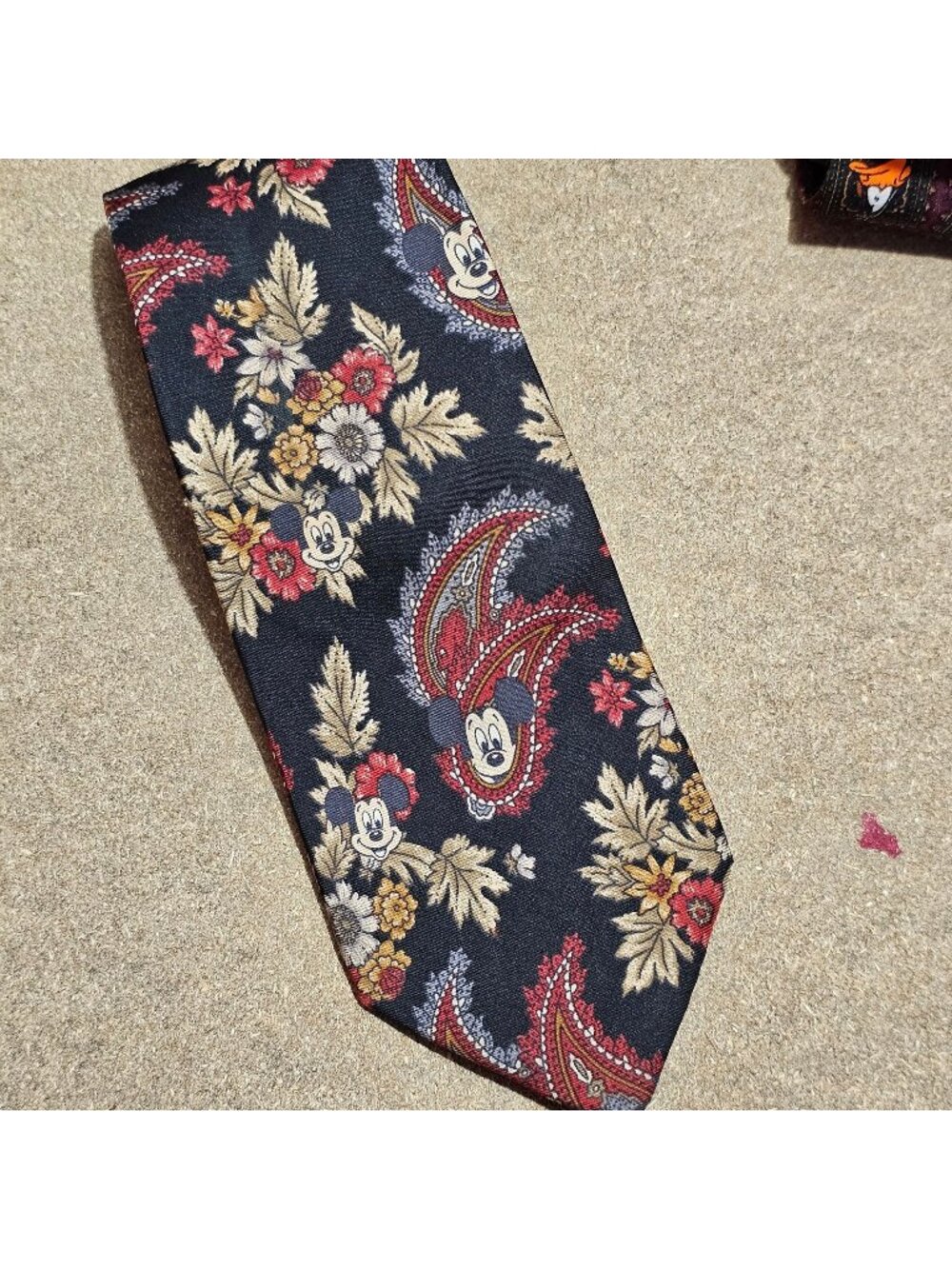 (H0035) Mens Blue Disney Mickey Mouse Silk Neck Tie Paisley Floral